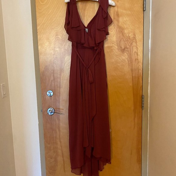 NWT Burgundy Formal ASOS Drape Chiffon Dress - Picture 1 of 11